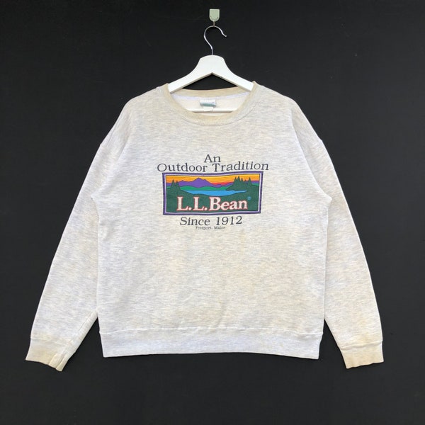 Vintage LL Bean Sweathirt All Over Print Spellout Crewneck Jumper Pullover Sweater