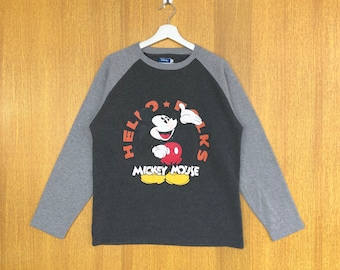 Sudadera vintage de Mickey Mouse con cuello redondo, jersey tipo jersey.
