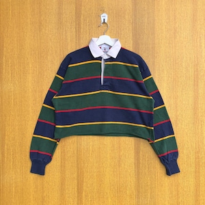 Vintage Barbarian Polo Rugby Crop Top Plain Jersey Sweater Sweatshirt Pullover Crewneck