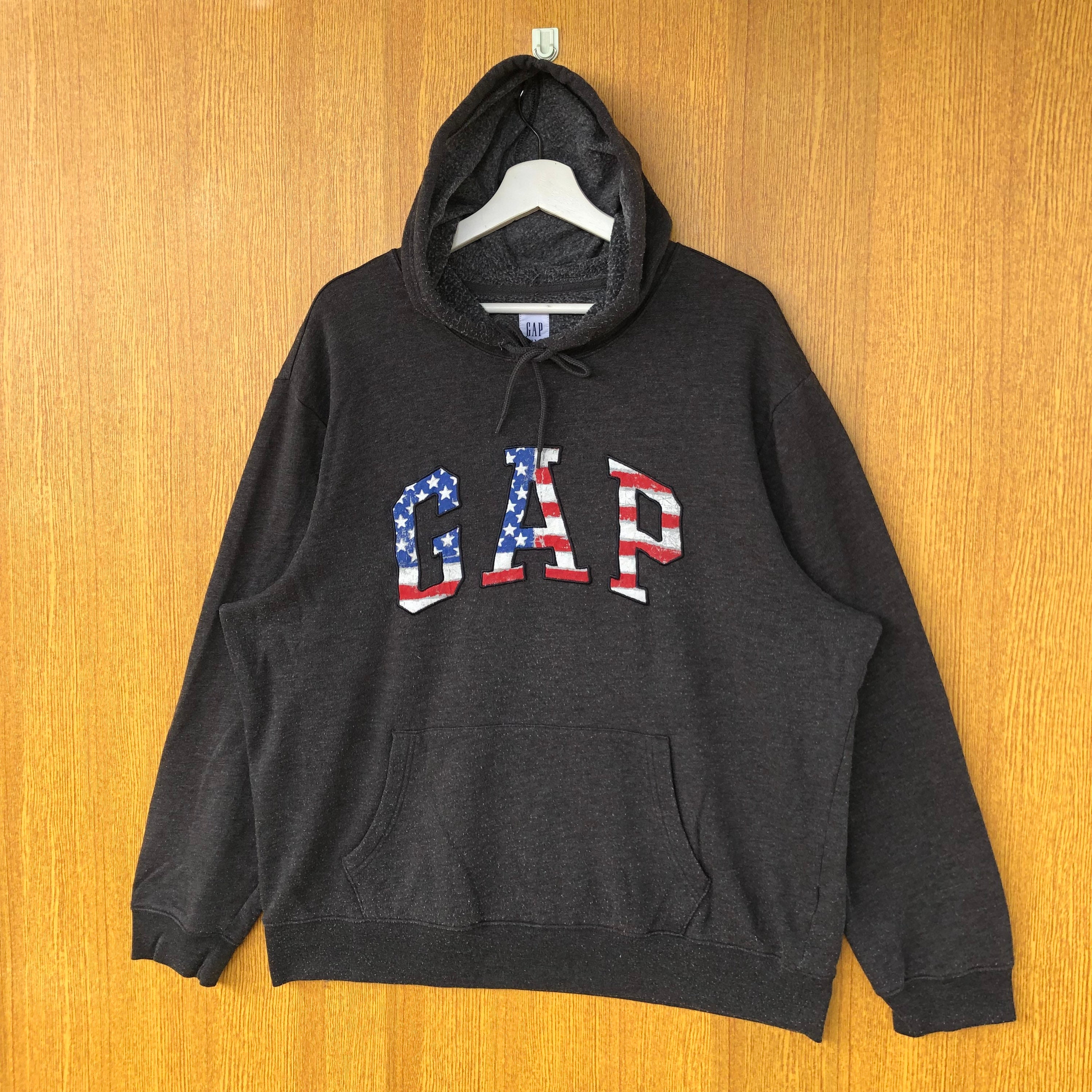 GAP パーカー 刺繍入り Gap アメリカ国旗 スウェットシャツ クルー 