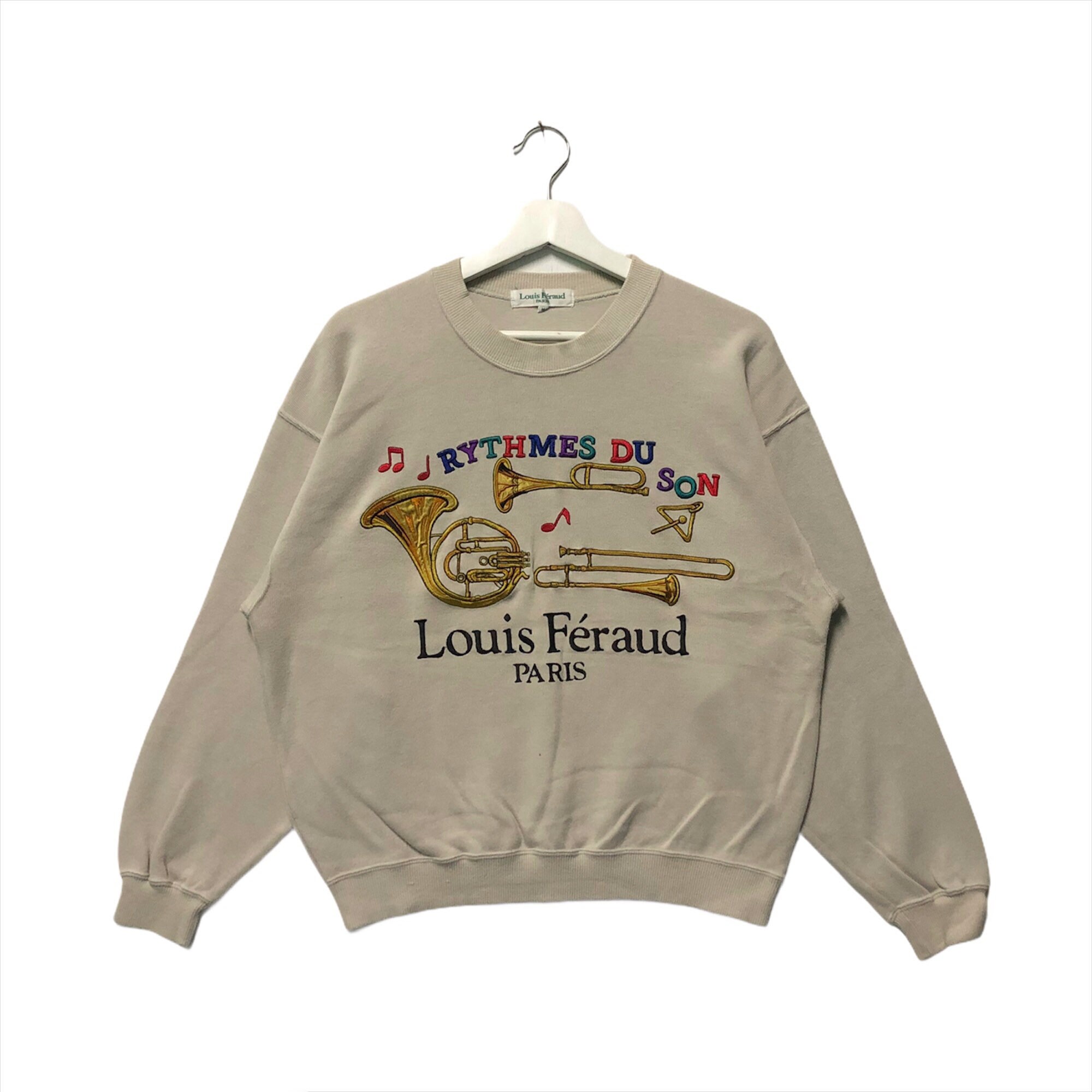 Vintage Louis Feraud Paris Sweatshirt Embroidery Big Logo 