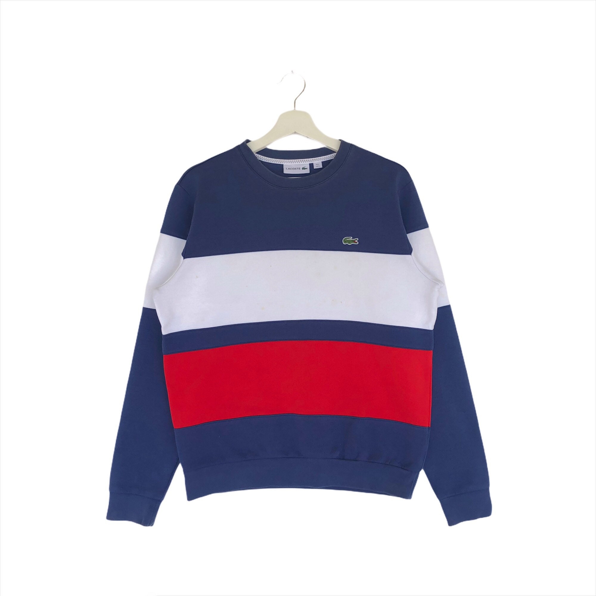 Red white and blue hotsell lacoste sweater