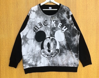 Sudadera vintage de Mickey Mouse con cuello redondo, jersey tipo jersey.