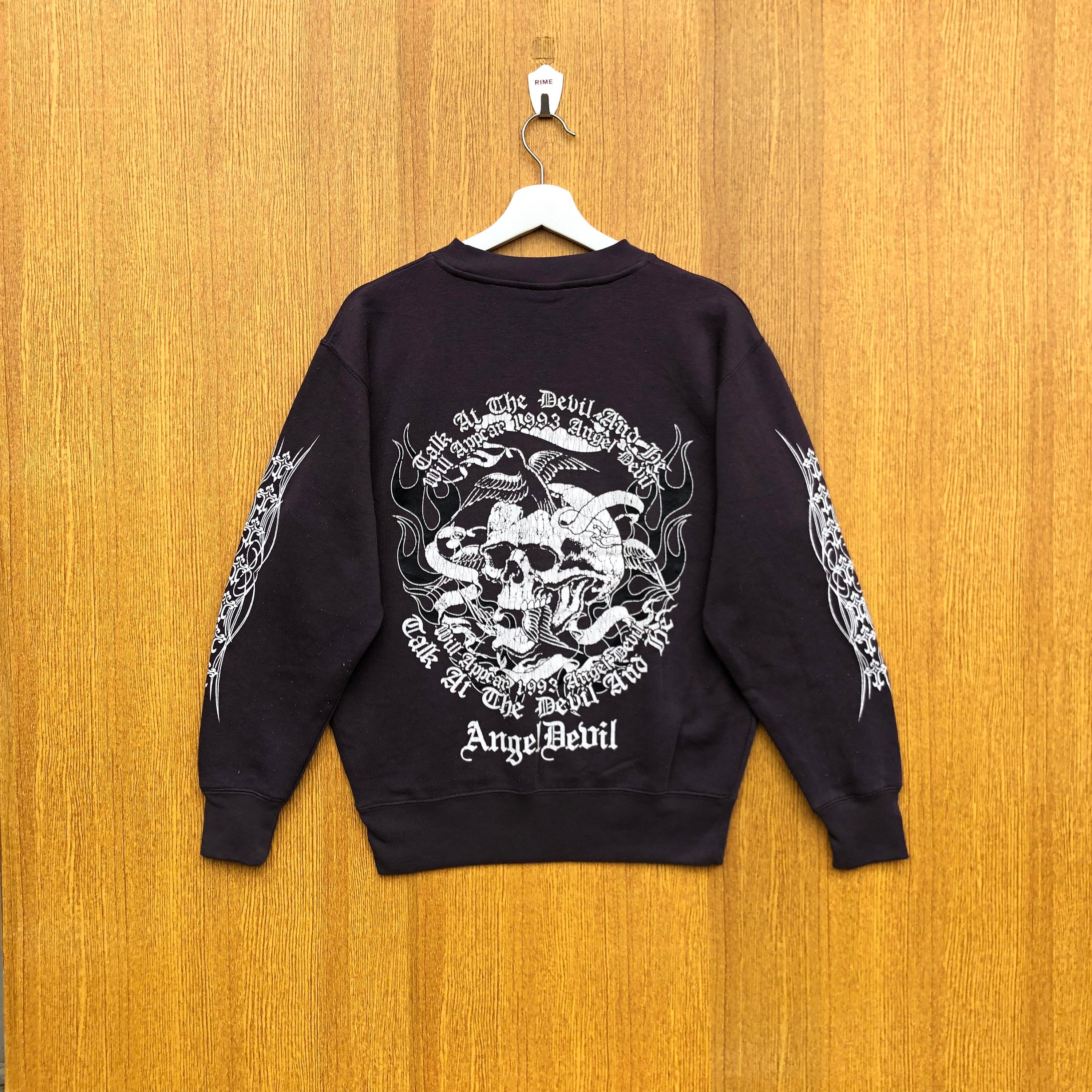 Vintage Angle Devil Sweatshirt Full Print Crewneck Jumper Pullover