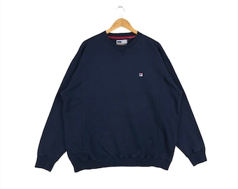 Sudadera vintage Fila con bordado de logo pequeño y cuello redondo.