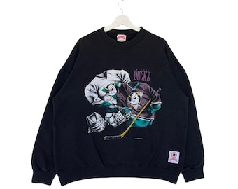 Vintage!! 90’s Famous Movie The Mighty Ducks Sweatshirt Pullover National Hockey League Anaheim California Sweater Hoodie