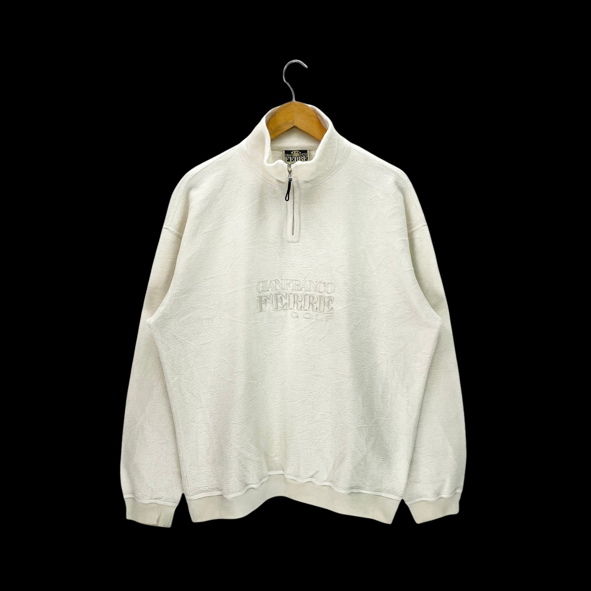 Vintage Gianfranco FERRE Fleece Jacket Embroidery Spellout Jumper 