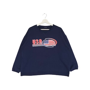 Vintage Usa Sweatshirt All Over Print Usa Flag Crewneck Jumper Pullover