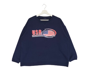 Vintage Usa Sweatshirt All Over Print Usa Flag Crewneck Jumper Pullover