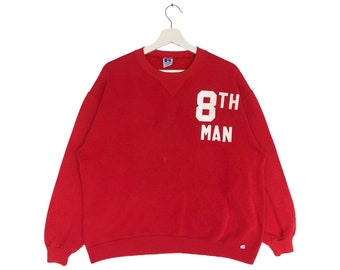 Vintage 8th Man Russell Athletic Sweatshirt Red Color Crewneck Jumper Pullover