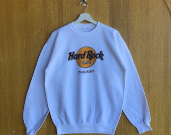 Vintage Hard Rock Cafe Sweatshirt Big Logo  Spellout Crewneck Jumper Pullover Sweater