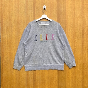 Vintage Elle International Sweatshirt Spellout Crewneck Jumper Pullover Sweater