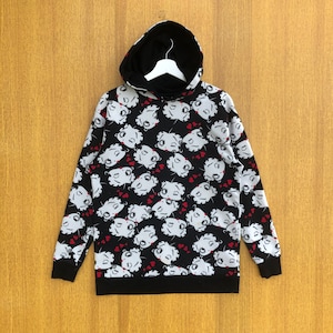 Vintage Betty Boop Hoodie Sweatshirt All Over Printed Betty Pop Crewneck Sweater Jumper Pullover
