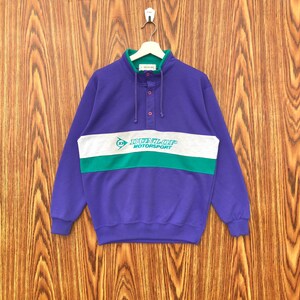 Vintage Dunlop Motorsport Sweatshirt Half Button Pullover Sweater