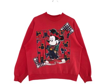 Sudadera vintage de cuello redondo con estampado integral de Mickey Mouse