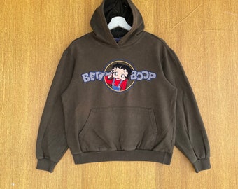 Vintage Betty Boop Hoodie Embroidered Big Logo Betty Boop  Sweatshirt Jumper Pullover