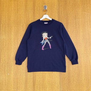 Vintage The Famous Cartoon Character Betty Boop Sweatshirt Turtleneck Big Logo Jumper Pullover
