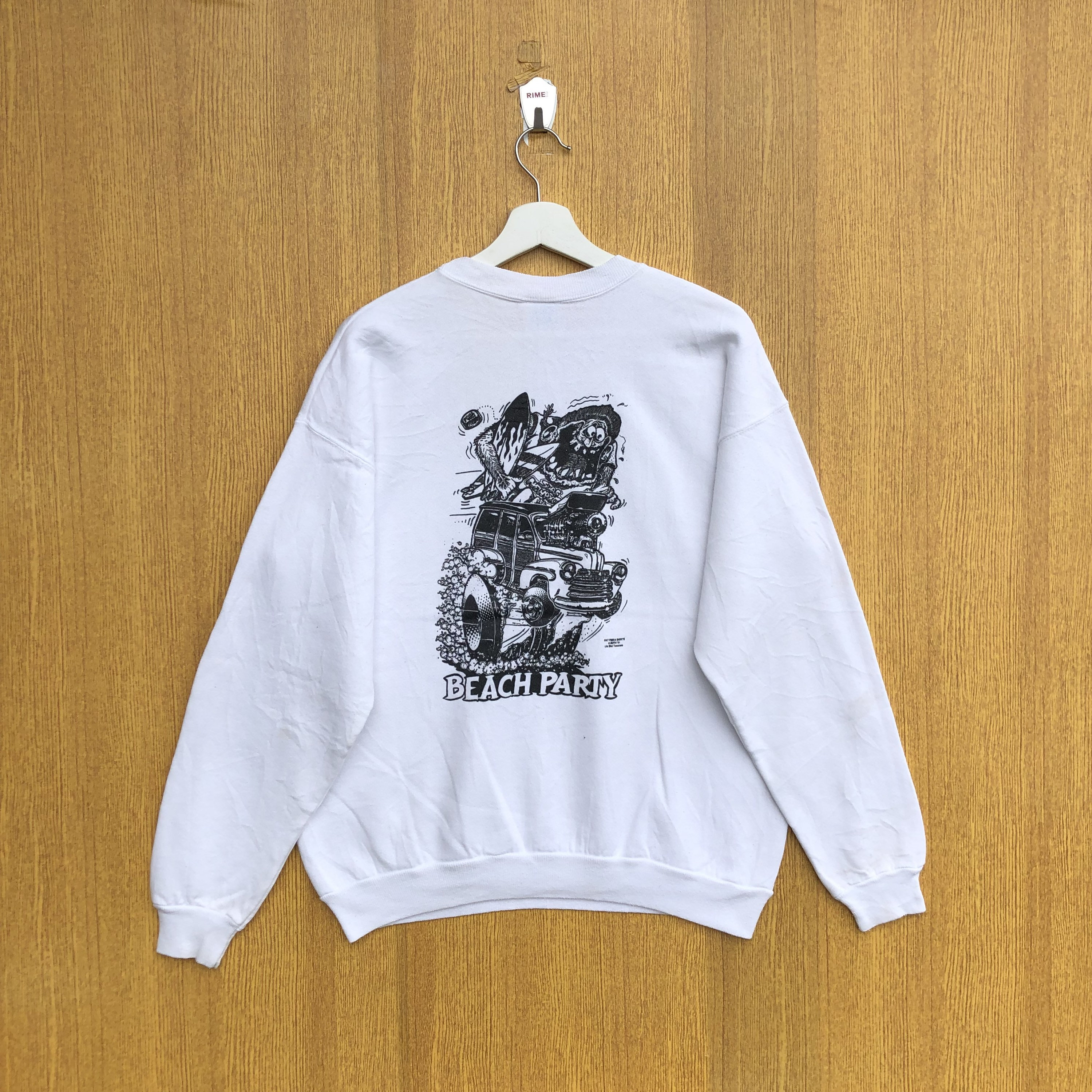レア 中古 PORKCHOP × Ed Roth SWEAT ホワイト M Vintage Rat Fink Ed Big Daddy Roth Sweatshirt Crewneck Jumper
