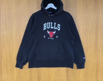 Vintage Chicago Bulls Champion Hoodie Big Logo Sweatshirt Crewneck Jumper Pullover Sweater