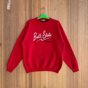 Vintage Ball State Cardinals Sweatshirt Embroidered Spellout Crewneck Jumper Pullover Sweater