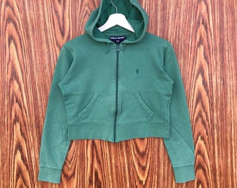 Vintage Polo Sport by Polo Ralph Lauren Hoodie Crop Tops Zipper Sweatshirt Pullover