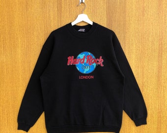 Vintage Hard Rock Cafe Sweatshirt Big Logo  Spellout Crewneck Jumper Pullover Sweater