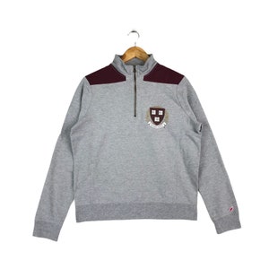 Vintage Harvard University Half Zipper Sweatshirt Crewneck Jumper Pullover