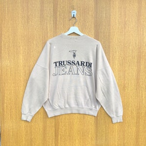 Vintage Trussardi Jeans Sweatshirt Big Logo Spellout Crewneck Jumper Pullover Sweater