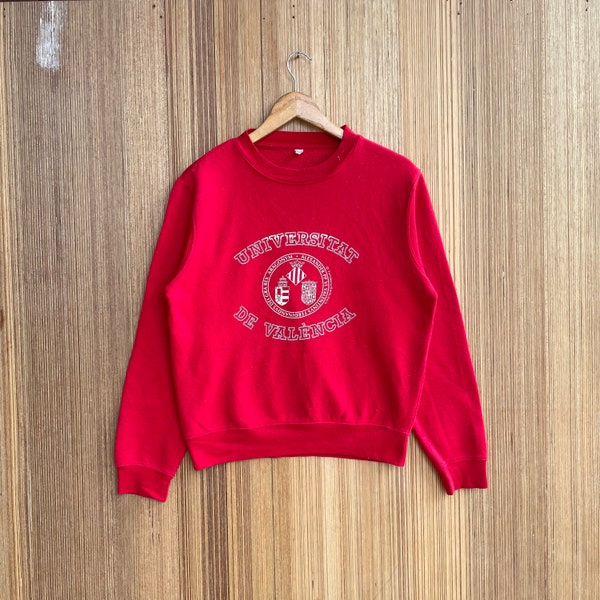 Vintage Universitat De Valencia Sweatshirt Spellout Crewneck Jumper Pullover