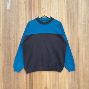 Vintage Hanes Signature Plain Sweatshirt Zweifarbiger Rundhals Pullover Pullover