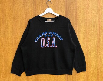 Vintage Championship USA Sweatshirt Spellout Crewneck Jumper Pullover Sweater