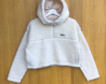 Vintage Xgirl Crop Top Fleece Hoodie Pullover Sweater Half Zipper Sweatshirt Jumper