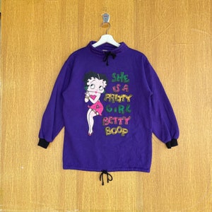 Vintage The Famous Cartoon Character Betty Boop Sweatshirt Turtleneck Big Logo Jumper Pullover