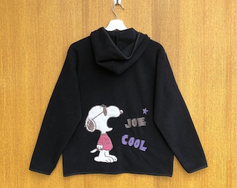 Vintage Peanuts Fleece Hoodie Snoopy Cartoon Characters Crewneck Jumper Pullover Sweater Sweatshirt