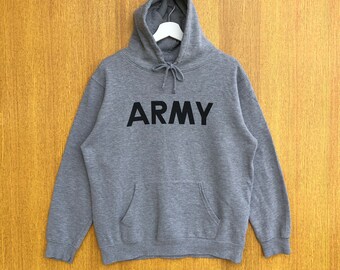 Vintage Army Hoodie Spellout Sweatshirt Crewneck Jumper Pullover Sweater