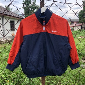 Kurtka Nike Windbreaker z lat 90. z haftowanym logo i zamkiem błyskawicznym