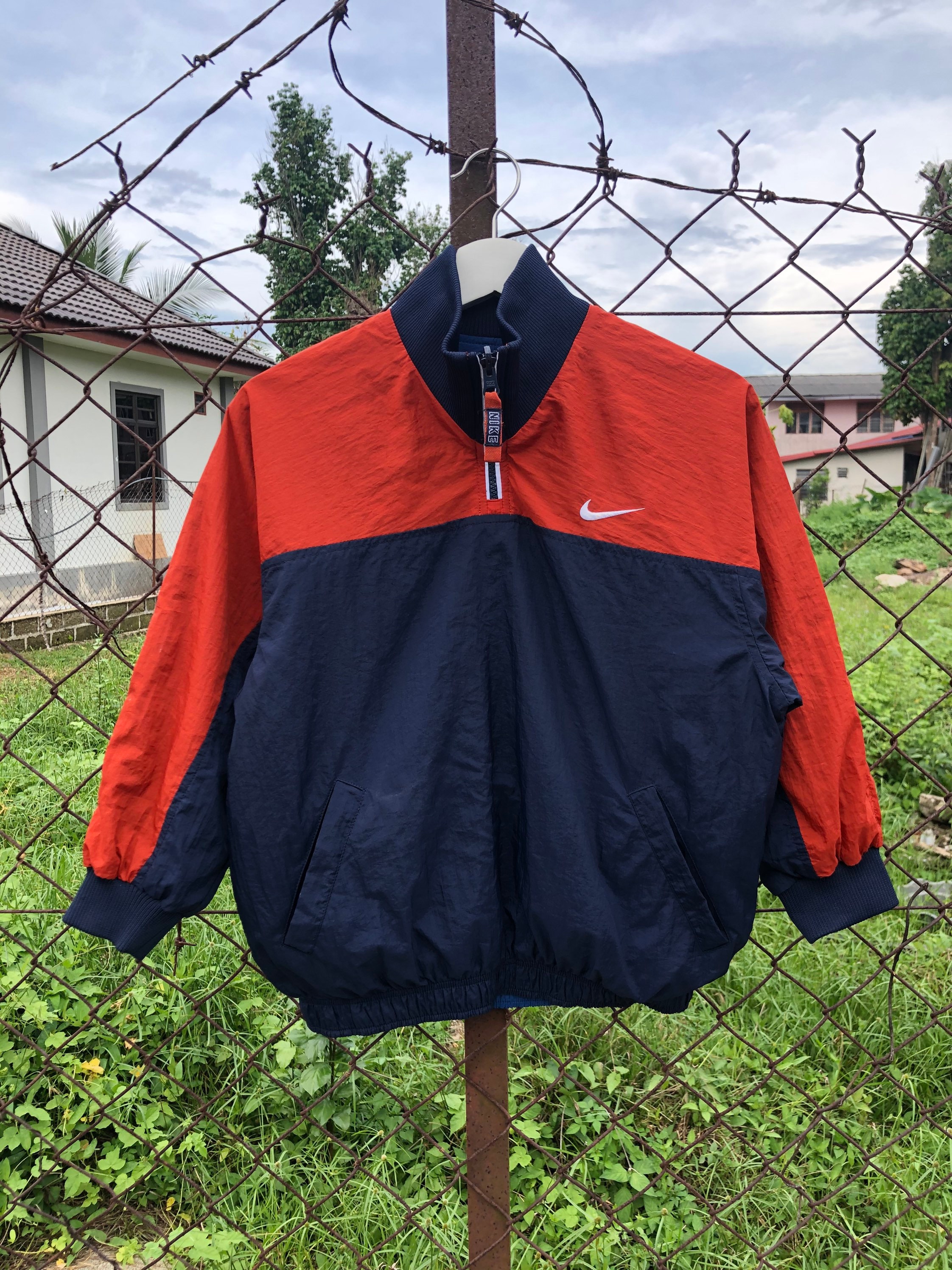 Vintage 90s Nike Windbreaker Half Zip Jacket Embroidery Logo ...