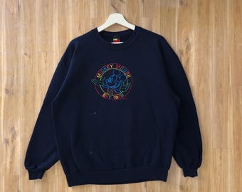 Vintage The Famous Cartoon Mickey Mouse Embroidered Spellout Pullover Sweatshirt