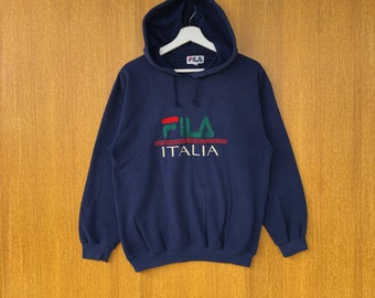Sudadera con capucha vintage Fila con bordado del logotipo grande y detalles de hechizos