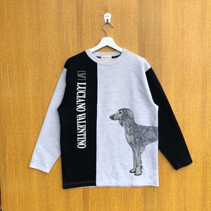 Vintage Luciano Valentino Sweatshirt All Over Print Spellout Rundhalsausschnitt Pullover Pullover