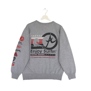 Vintage Aloha Surf Sweatshirt All Over Print Spellout Crewneck Jumper Pullover Sweater