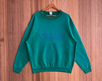 Vintage Rare United Colors Of Benetton Sweatshirt Embroidery Spellout Jumper Pullover Sweater