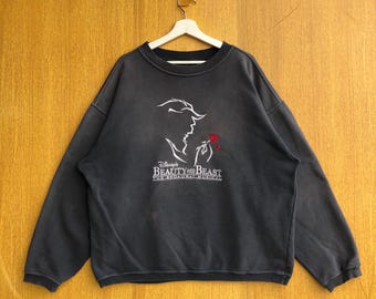 Sudadera vintage de los 90, talla XL, de La Bella y la Bestia, musical de Broadway, Disney, color negro.