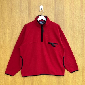 Vintage Patina Club Fleece Sweatshirt Surf & Snow Half Zipper Red Color Sweater Crewneck Pullover