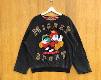 Sudadera reversible de Mickey Mouse con estampado integral, suéter tipo pulóver con el famoso dibujo animado de Disneyland