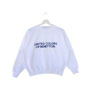 Vintage zeldzame United Colors Of Benetton-sweater met borduursel Spellout-trui trui met borduursel