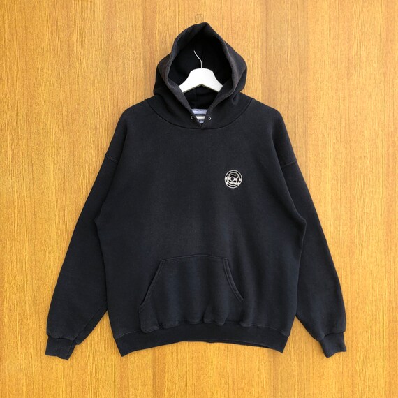 Vintage Plain Hoodie Sweatshirt Black Color Pullo… - image 1