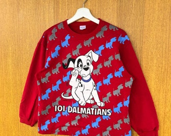 Vintage The Hundred and One Dalmatians Disney Movie Sweatshirts All Over Print Crewneck Jumper Pullover Sweater