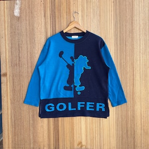Vintage Golfer Sweatshirt Embroidery Big Logo Crewneck Jumper Pullover Sweater