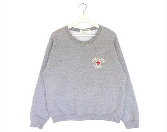 Sudadera vintage rara Life Saver Avirex USA Rescue con cuello redondo.